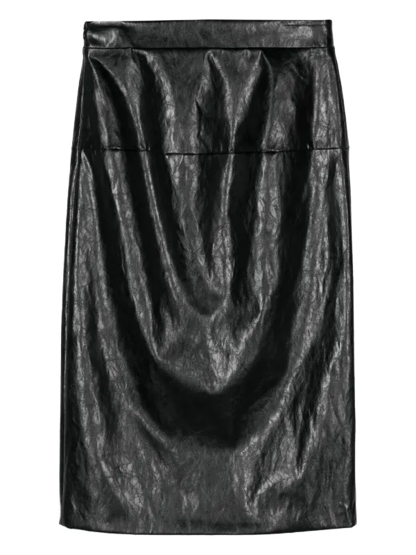 Federica Tosi Gonna Midi In Finta Pelle Nero FARFETCH IT