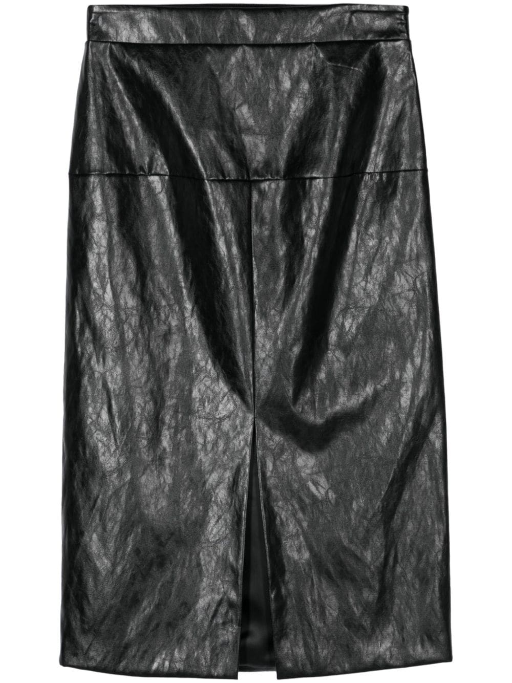 Shop Federica Tosi Faux-leather Midi Skirt In 黑色