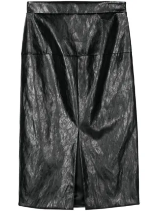 ワンピース FEDERICA TOSI Women Mid Skirts 42301 421 Black Federica Tosi faux-leather Midi Skirt | Black | FARFETCH GE