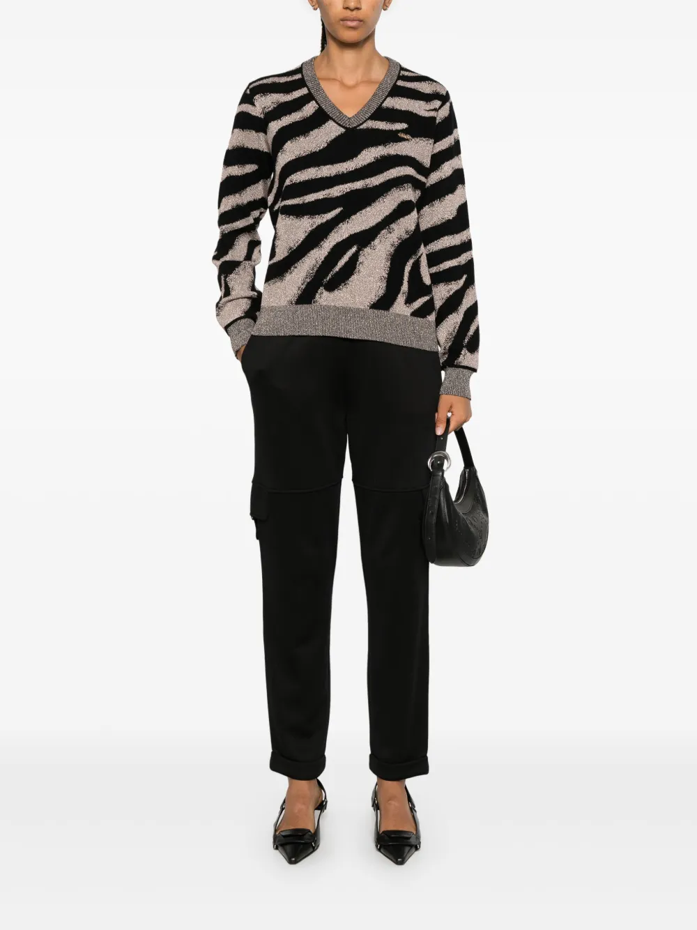 LIU JO Sweater met zebra jacquard - Zwart