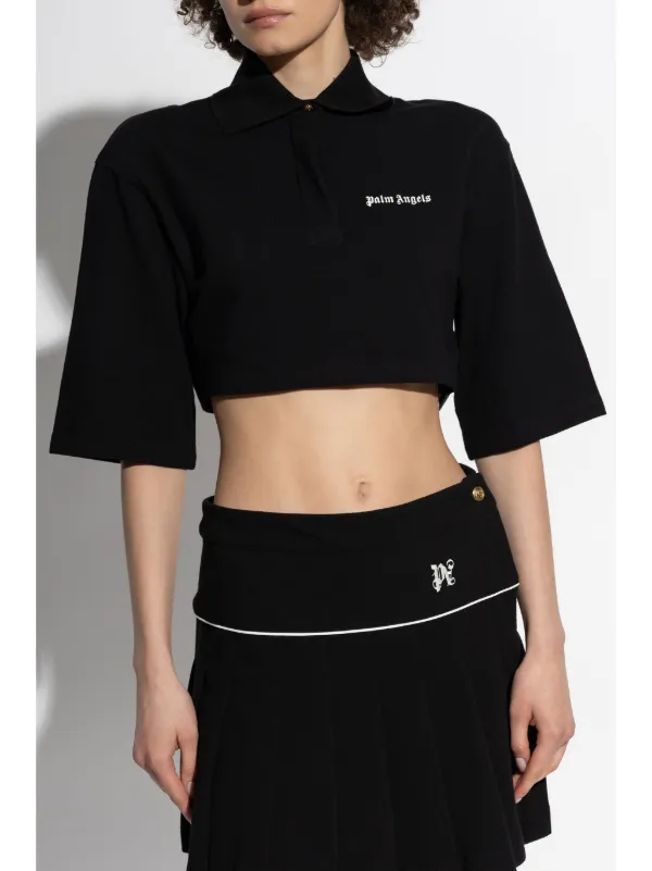 Tシャツ・カットソー Palm Angels MONOGRAM CROPPED POLO OFF WHITE BLACK PALM ANGELS Monogram Cropped Polo Shirt – LOZURI®