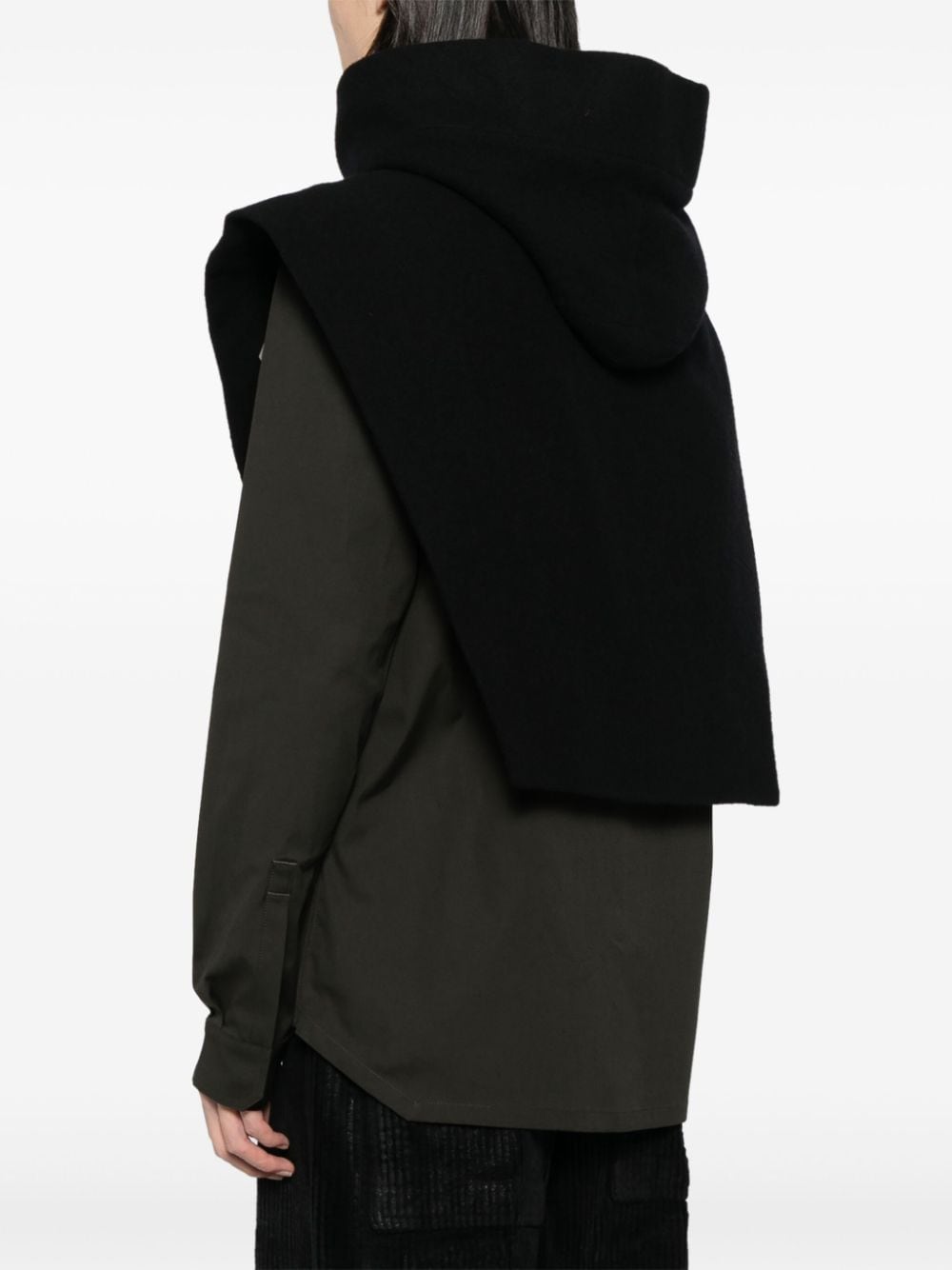 Shop Rick Owens Wool Hood Scarf In Black