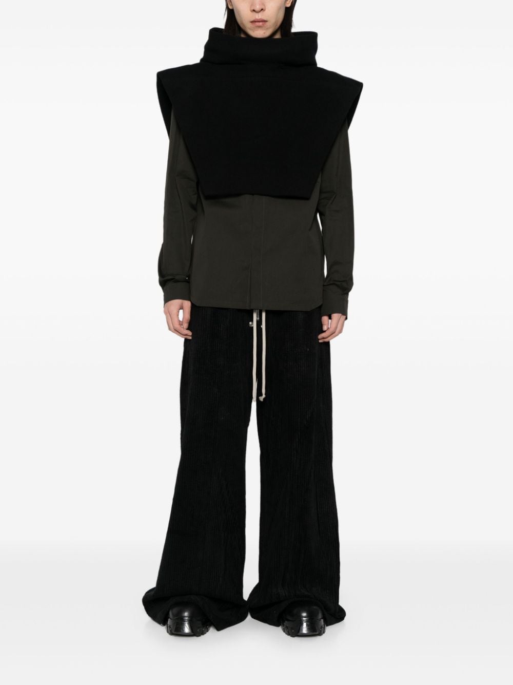 Rick Owens Cowl lodenette - Zwart