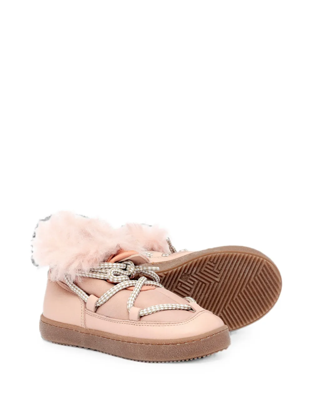 Pèpè shearling-trim lace-up ankle boots Roze