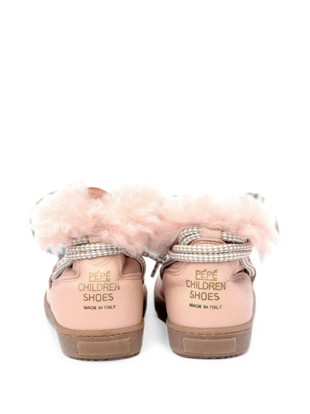 Pèpè shearling-trim lace-up ankle boots Roze