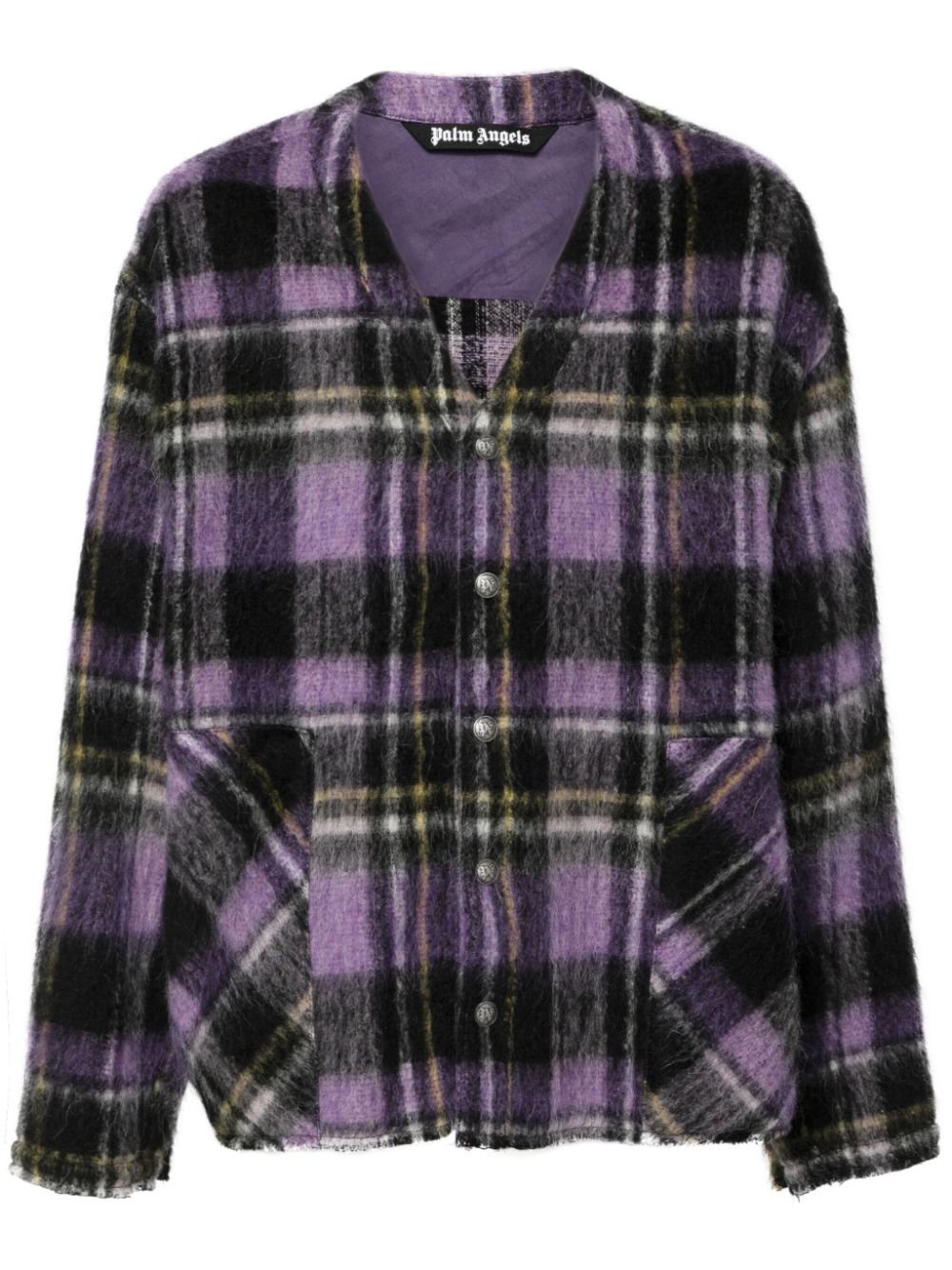 Palm Angels plaid-check cardigan - Purple