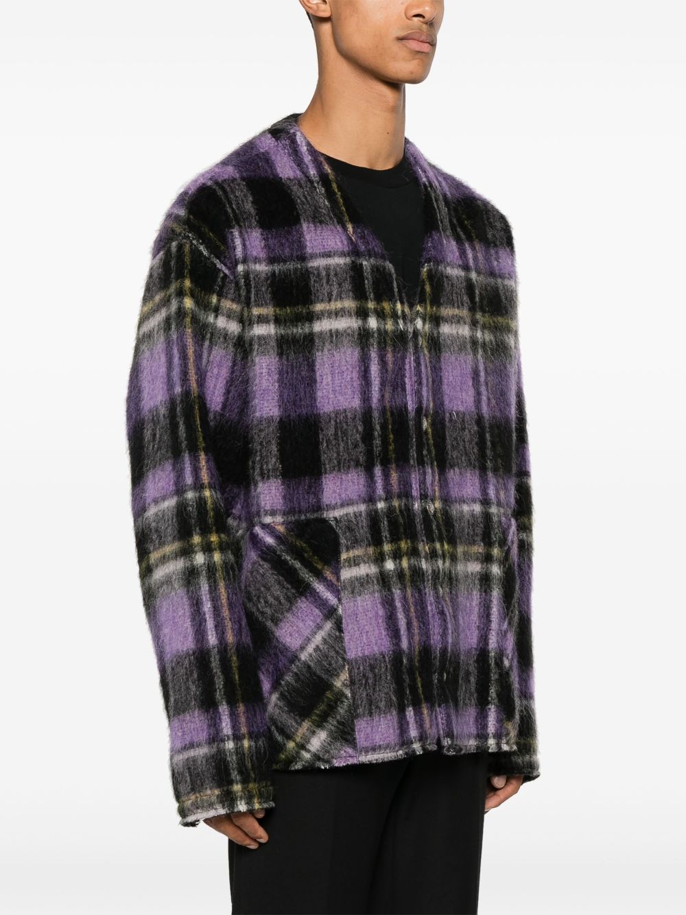 PALM ANGELS PLAID-CHECK CARDIGAN 