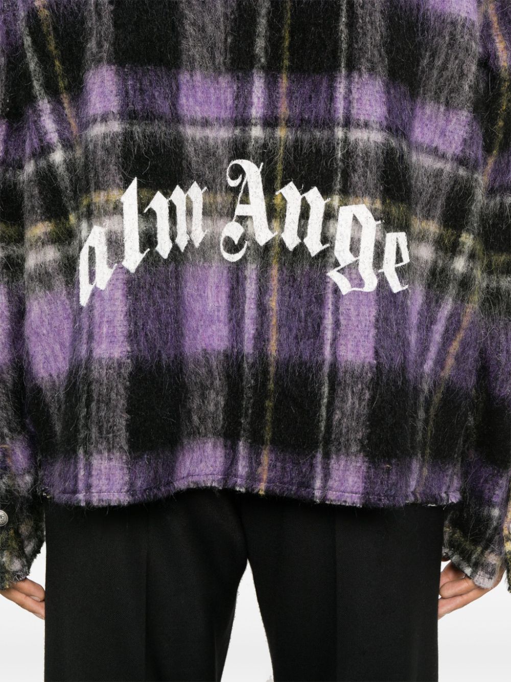 Shop Palm Angels Plaid-check Cardigan In Purple