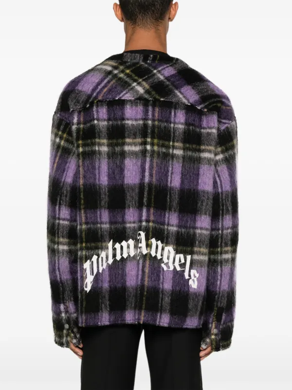Palm Angels チェック カーディガン | パープル | FARFETCH JP