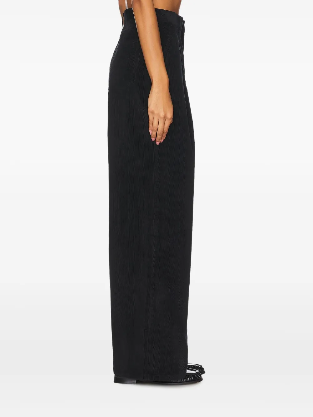 FRAME Ribfluwelen plooibroek Zwart