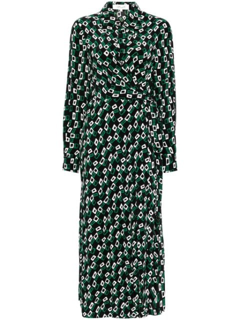 all-over graphic print wrap dress 