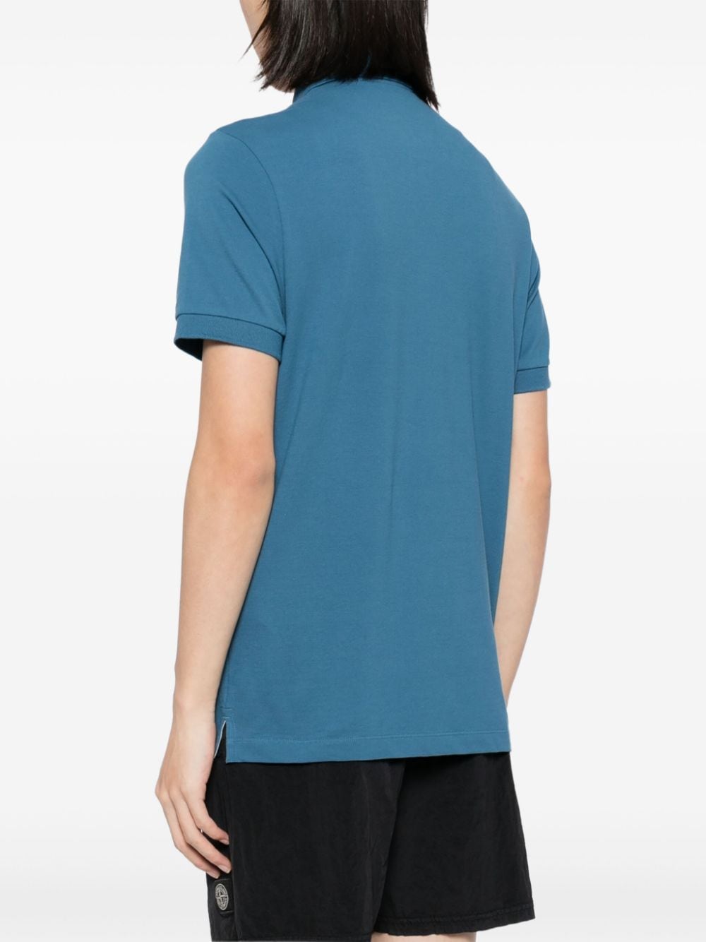 Shop Stone Island Stretch Organic Cotton Polo Shirt In Blau