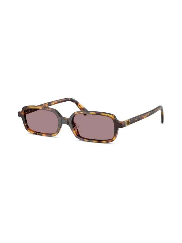 Miu Miu Eyewear Óculos De Sol Retangular | Marrom | FARFETCH BR