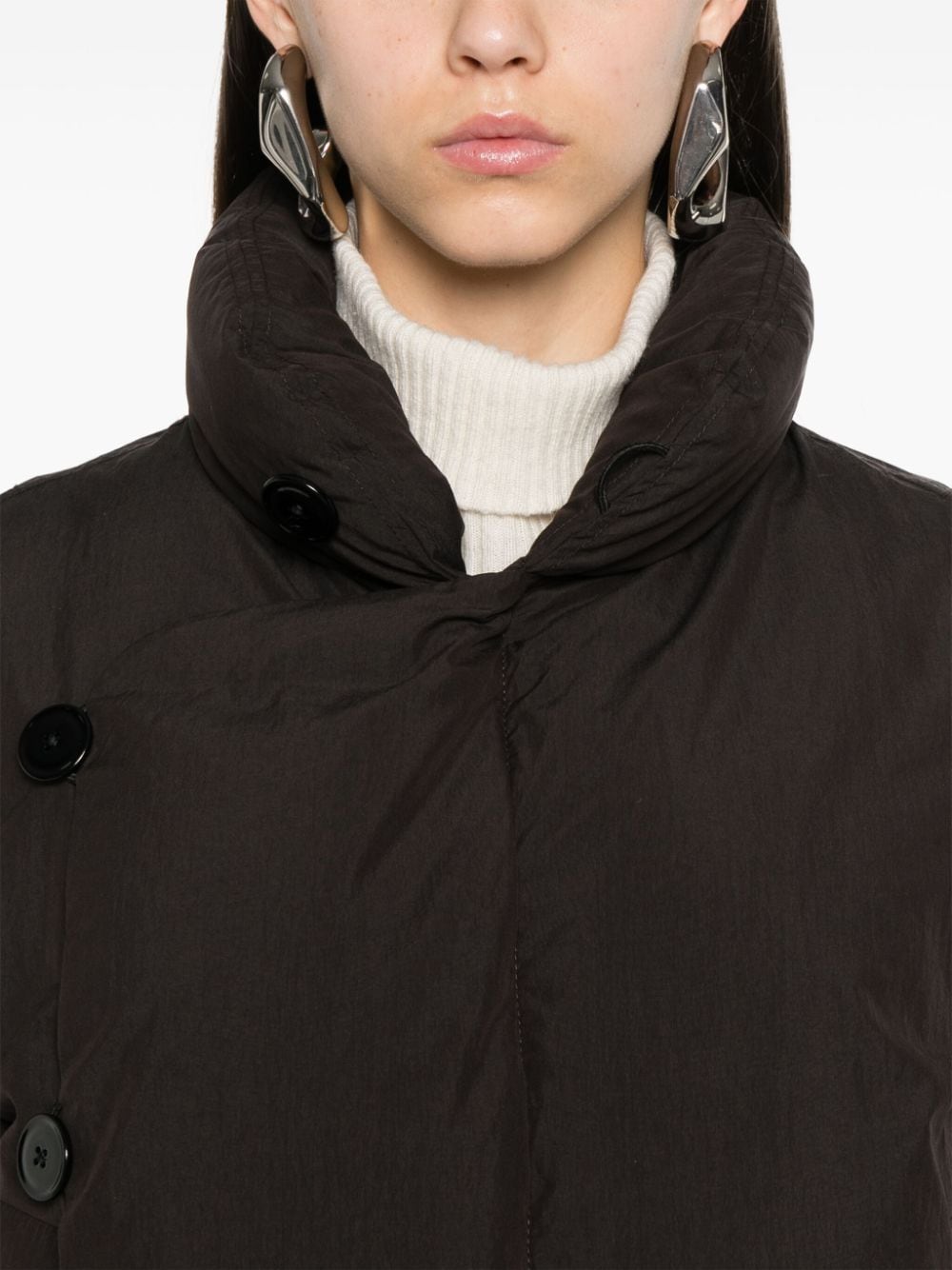 Shop Lemaire Stand-up Collar Puffer Jacket In Brown