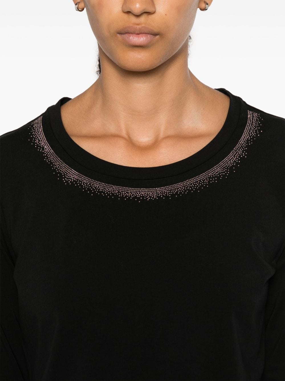 Shop Liu •jo Bead-embellished T-shirt In Black