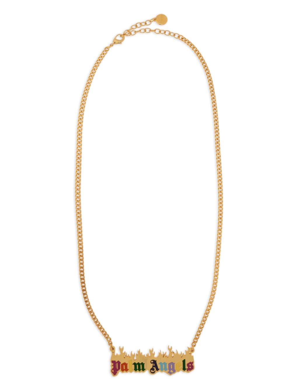 Palm Angels logo-plate necklace - Oro