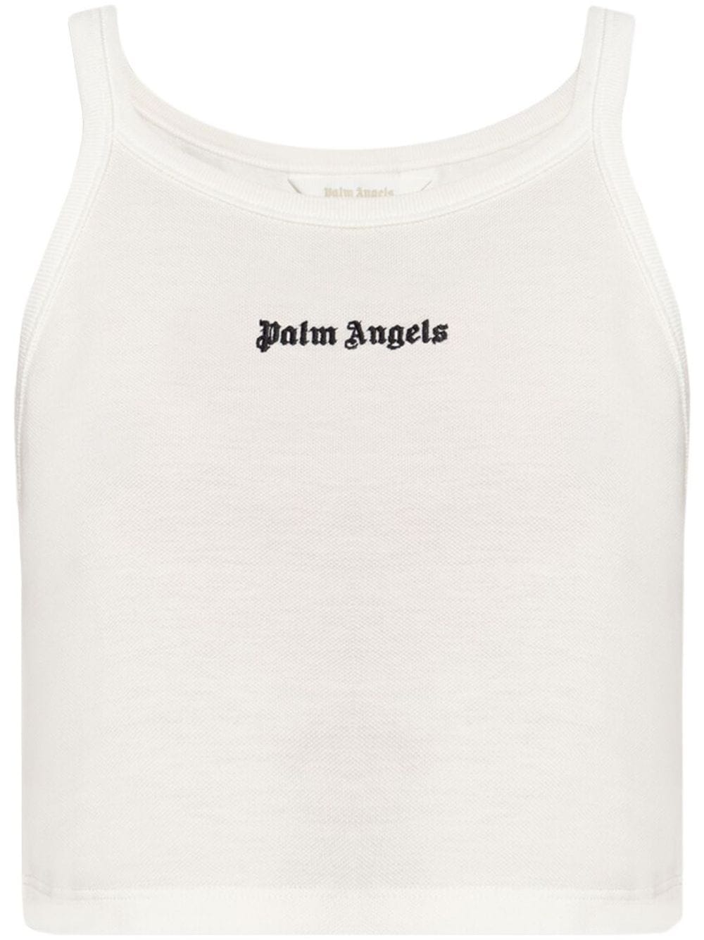 Palm Angels logo-embroidered ribbed tank top - Bianco