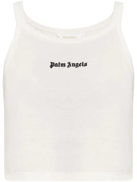 Palm Angels logo-embroidered ribbed tank top 