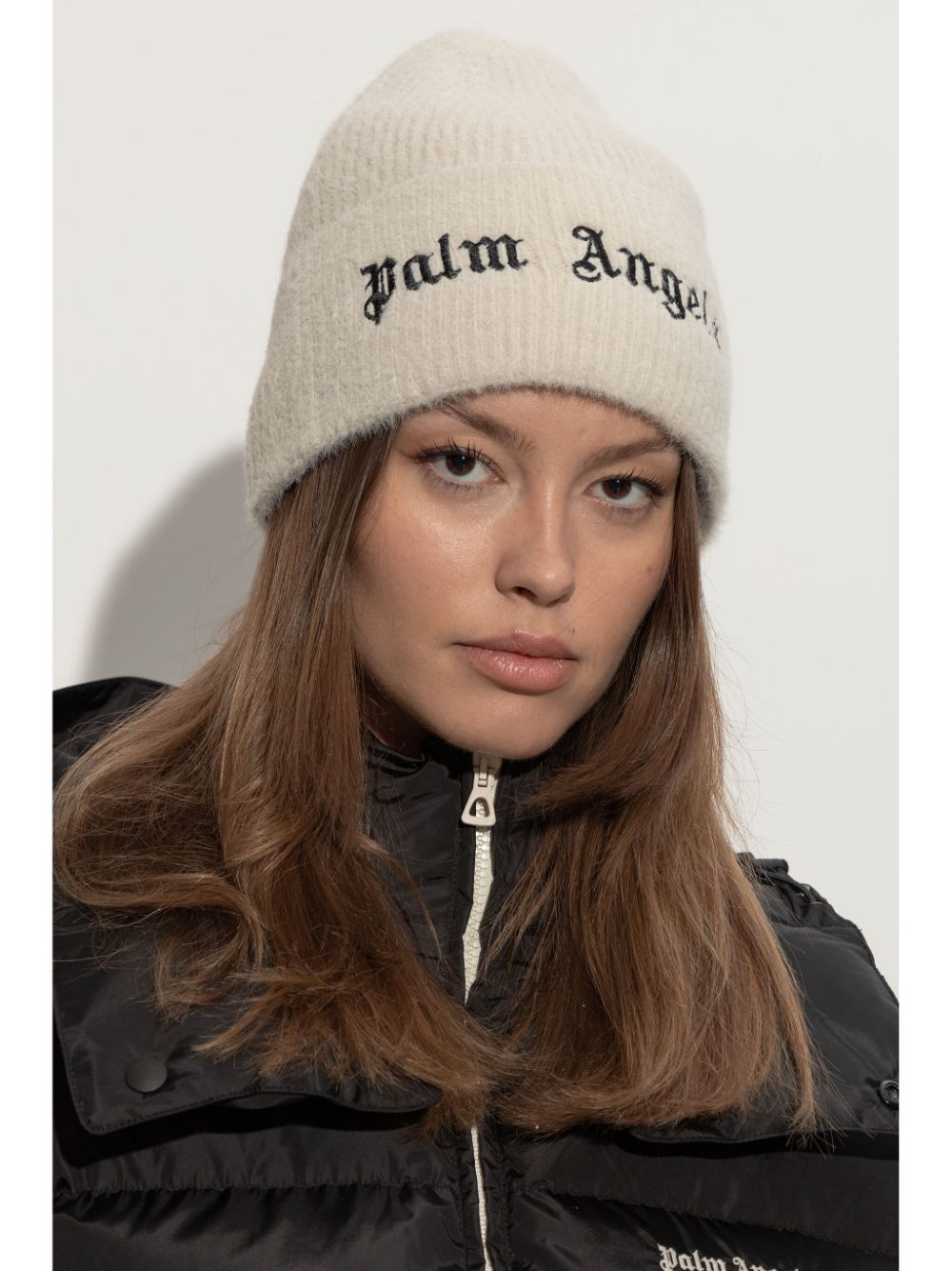 Palm Angels logo-embroidered beanie - Wit