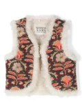 Scotch & Soda floral-print faux-shearling gilet - Black