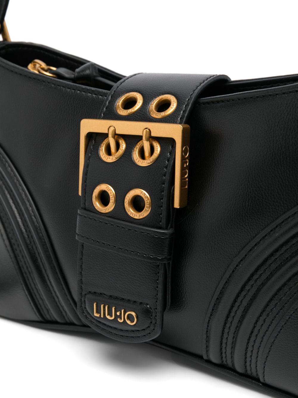 Shop Liu •jo Logo-lettering Shoulder Bag In Black