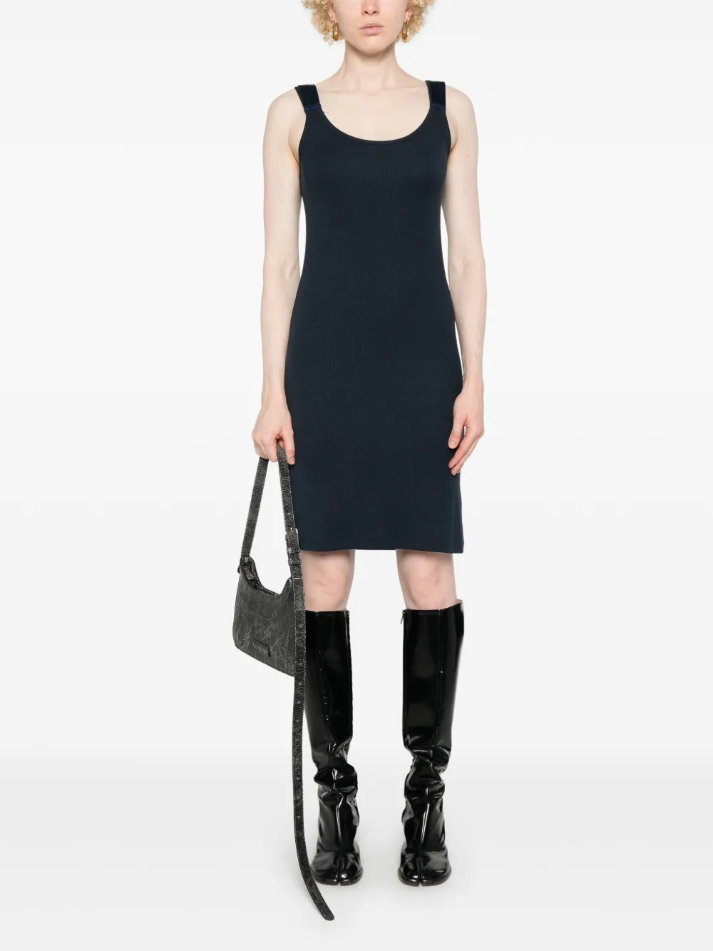 Helmut Lang Fine-ribbed Mini Dress In Black
