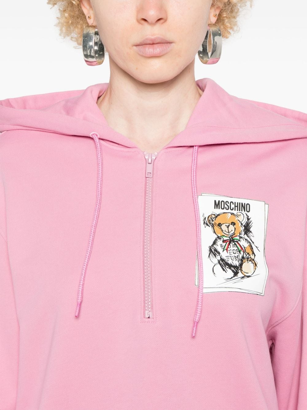 Shop Moschino Teddy Bear-print Hoodie In Pink