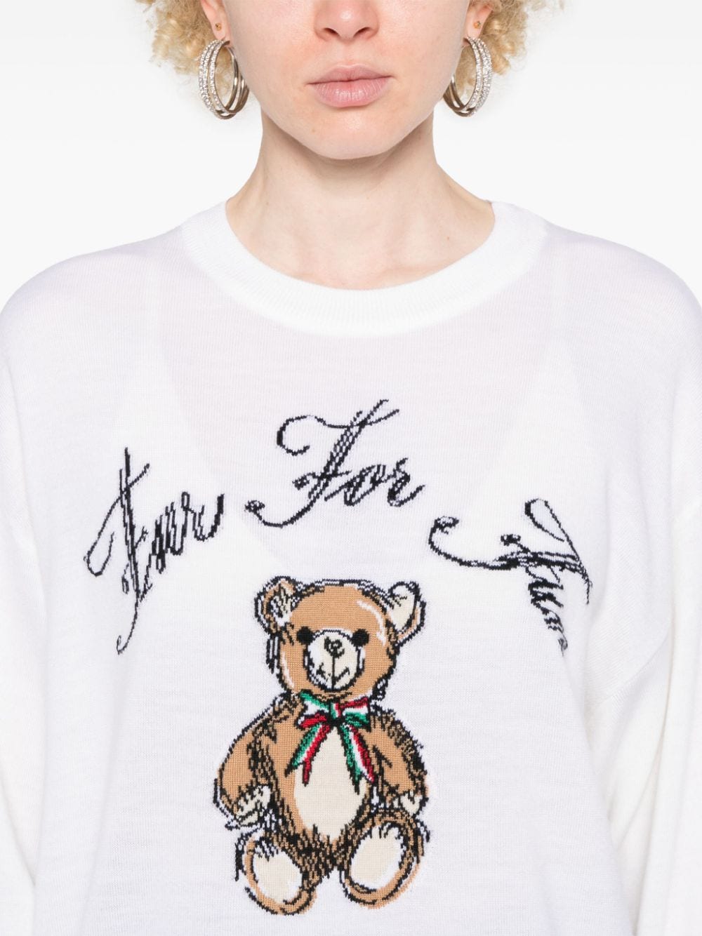 Shop Moschino Teddy Bear-intarsia Sweater In Neutrals