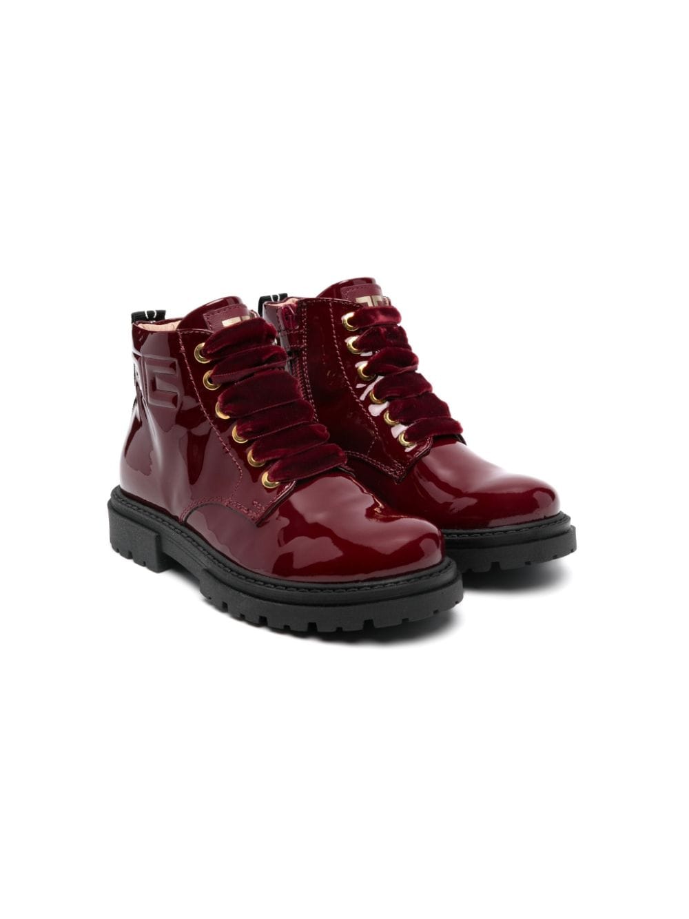 Elisabetta Franchi La Mia Bambina Kids' Patent-leather Ankle Boots In Red