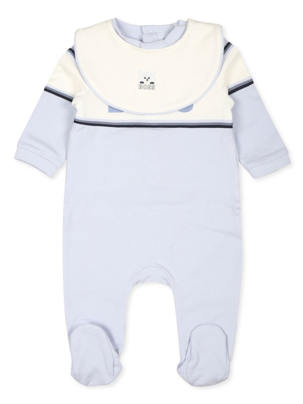 BOSS Kidswear Slabbetje en romper met logoprint Blauw