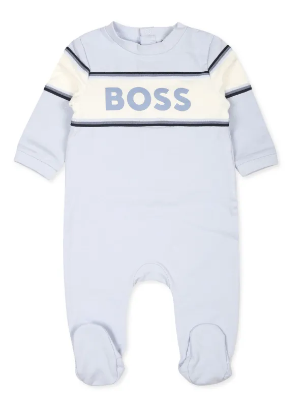BOSS Kidswear Logo Print Romper And Bib Blue FARFETCH KW