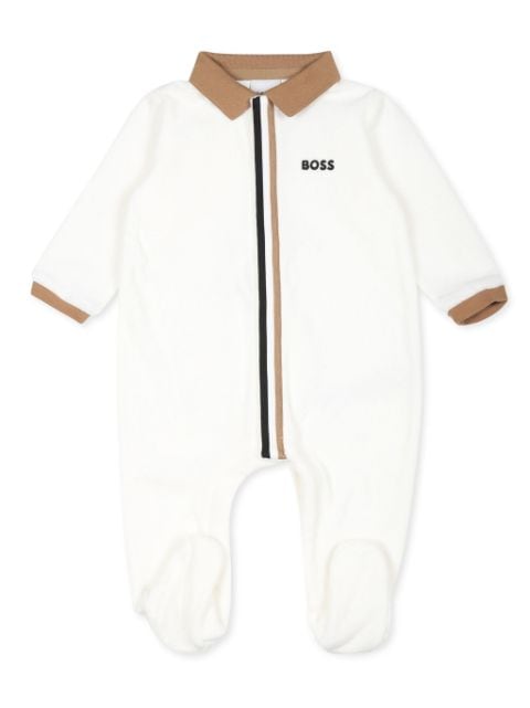 BOSS Kidswear logo embroidered striped babygrow 