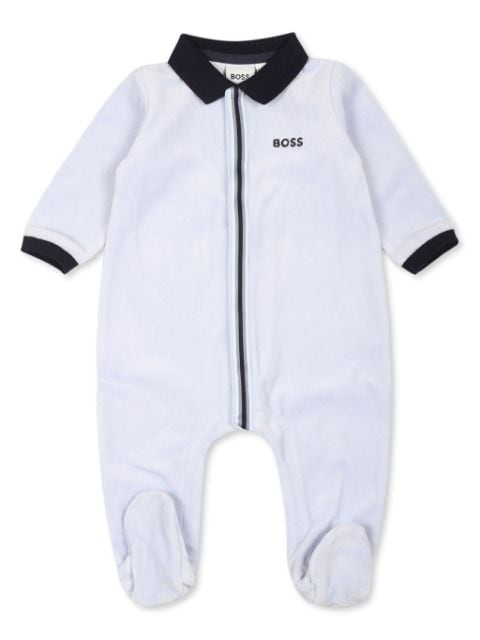 BOSS Kidswear logo embroidered striped babygrow 