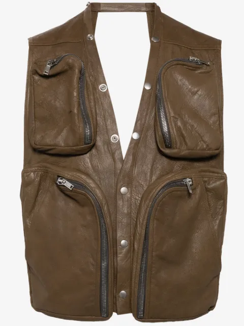 Rick Owens leather V-neck gilet