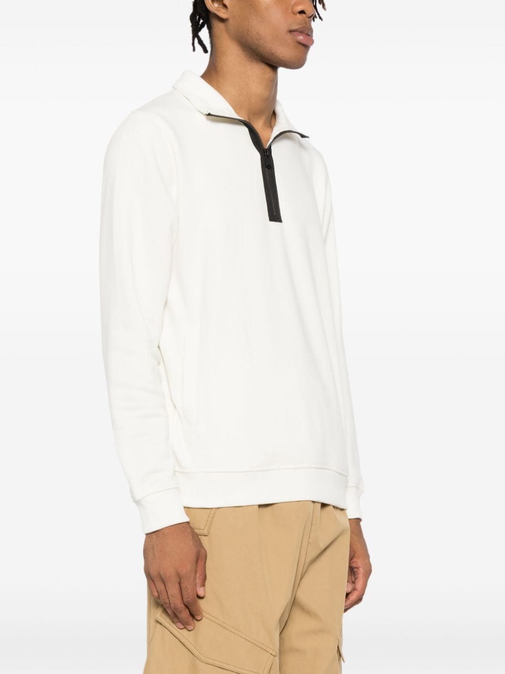 Shop Barbour Outline Half-zip Sweatshirt In White