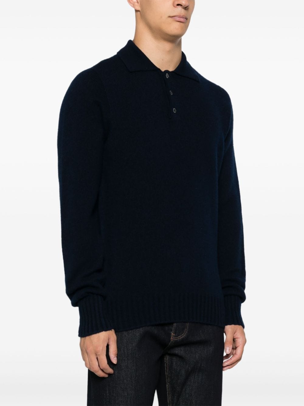 Shop Drumohr Virgin Wool Knitted Polo Shirt In Blue