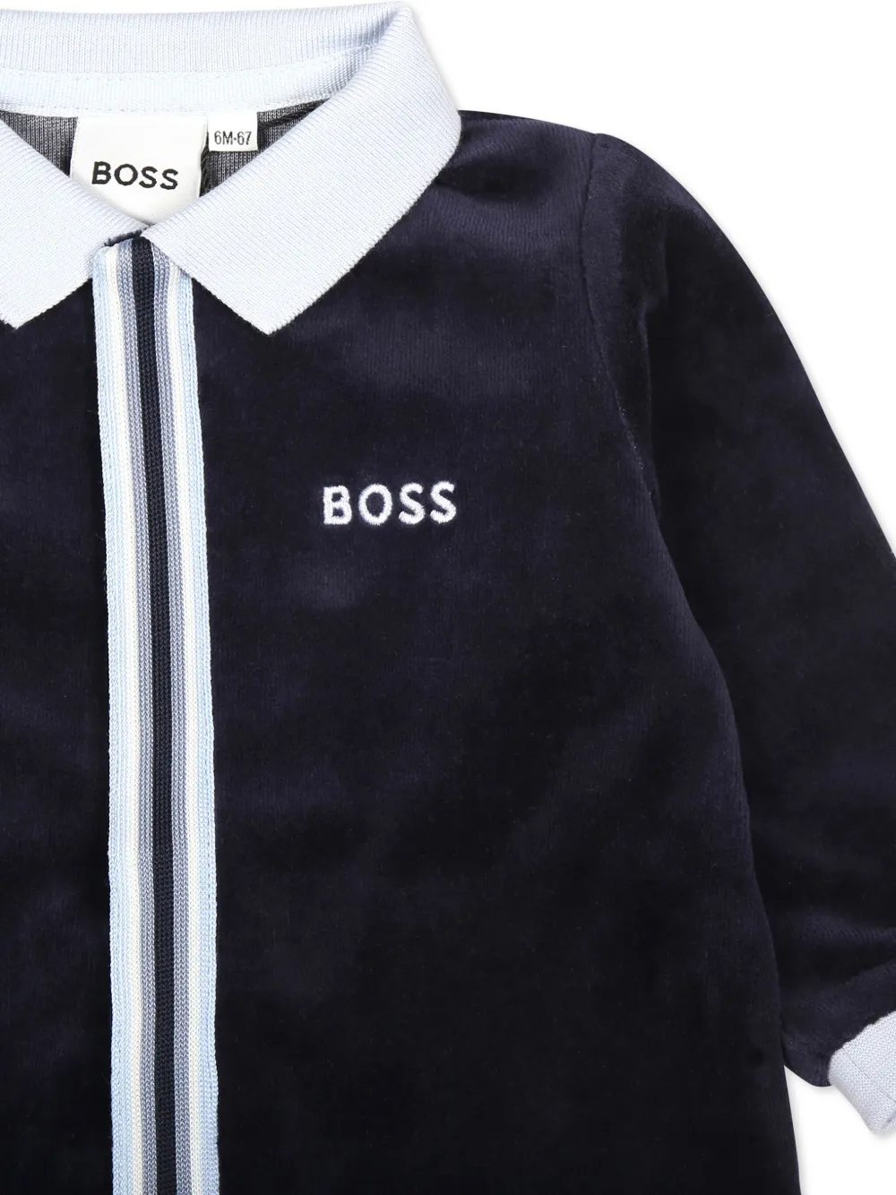 Logo Embroidered Striped Babygrow