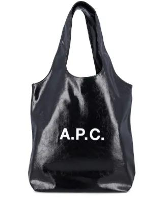 A.P.C. ブラックレザートートバッグ A.P.C. レザー トートバッグ | ブラック | FARFETCH JP