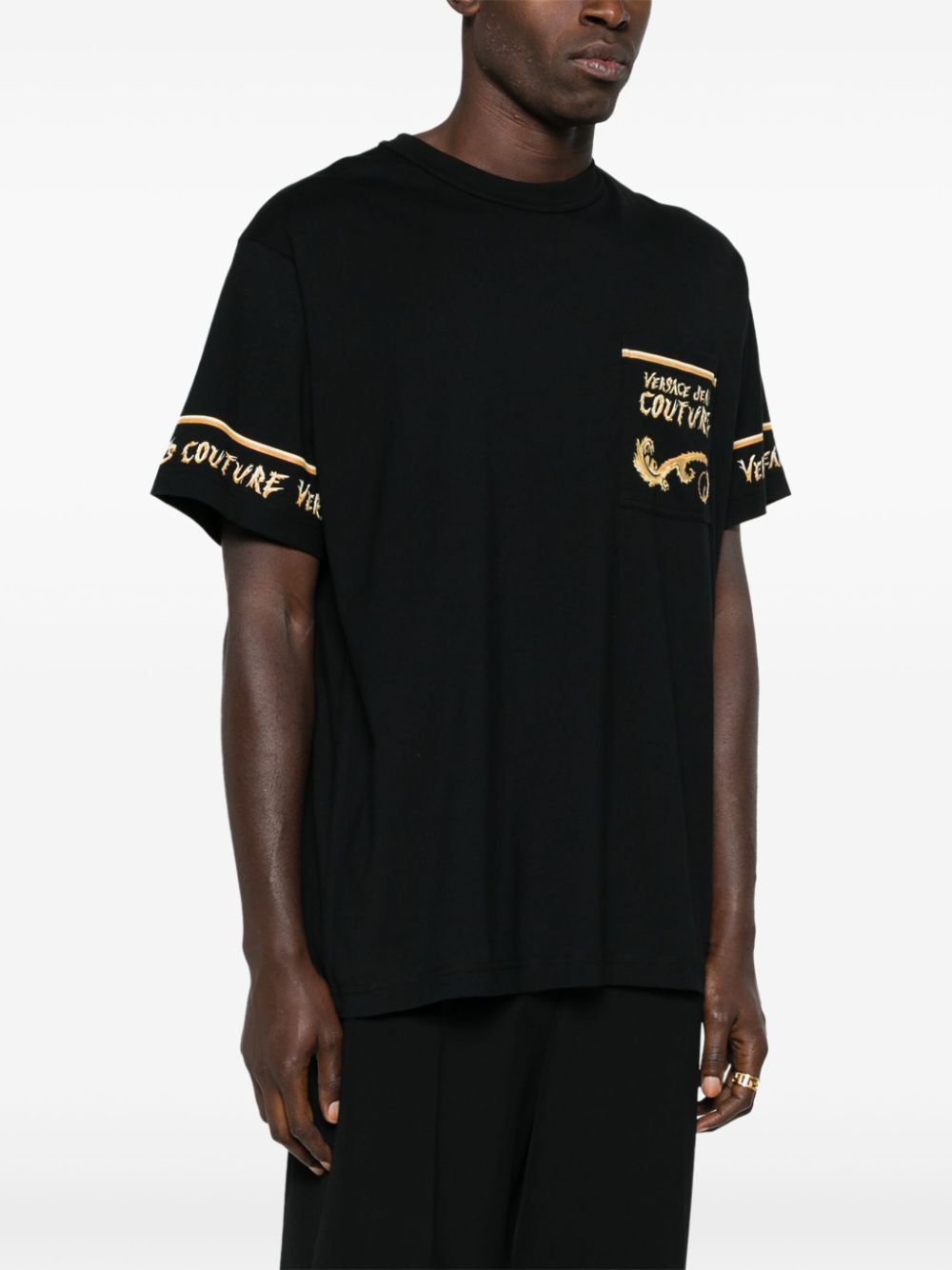 Shop Versace Jeans Couture Chromo Couture T-shirt In 黑色