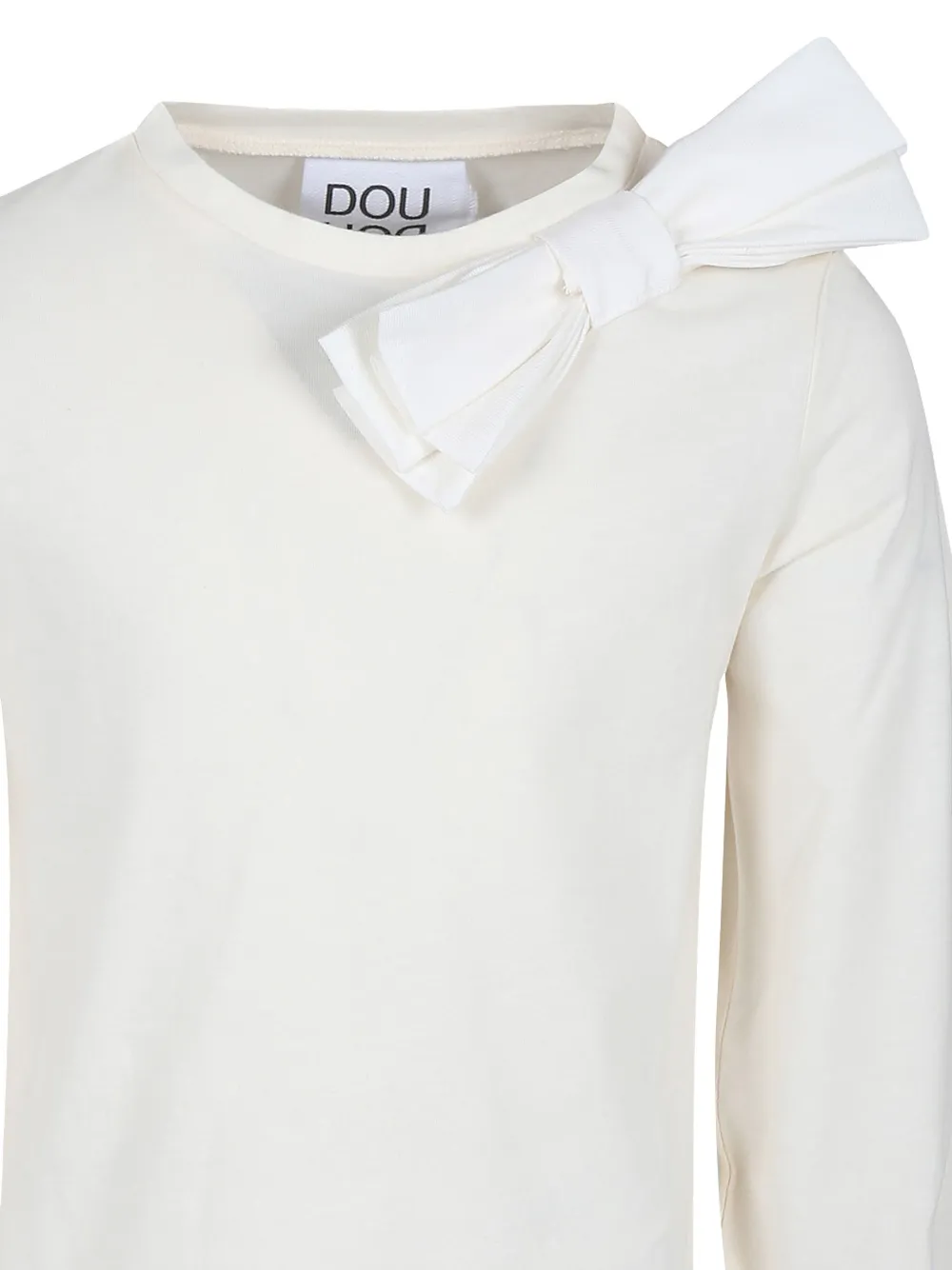 Douuod Kids T-shirt met strikapplicatie en lange mouwen Wit
