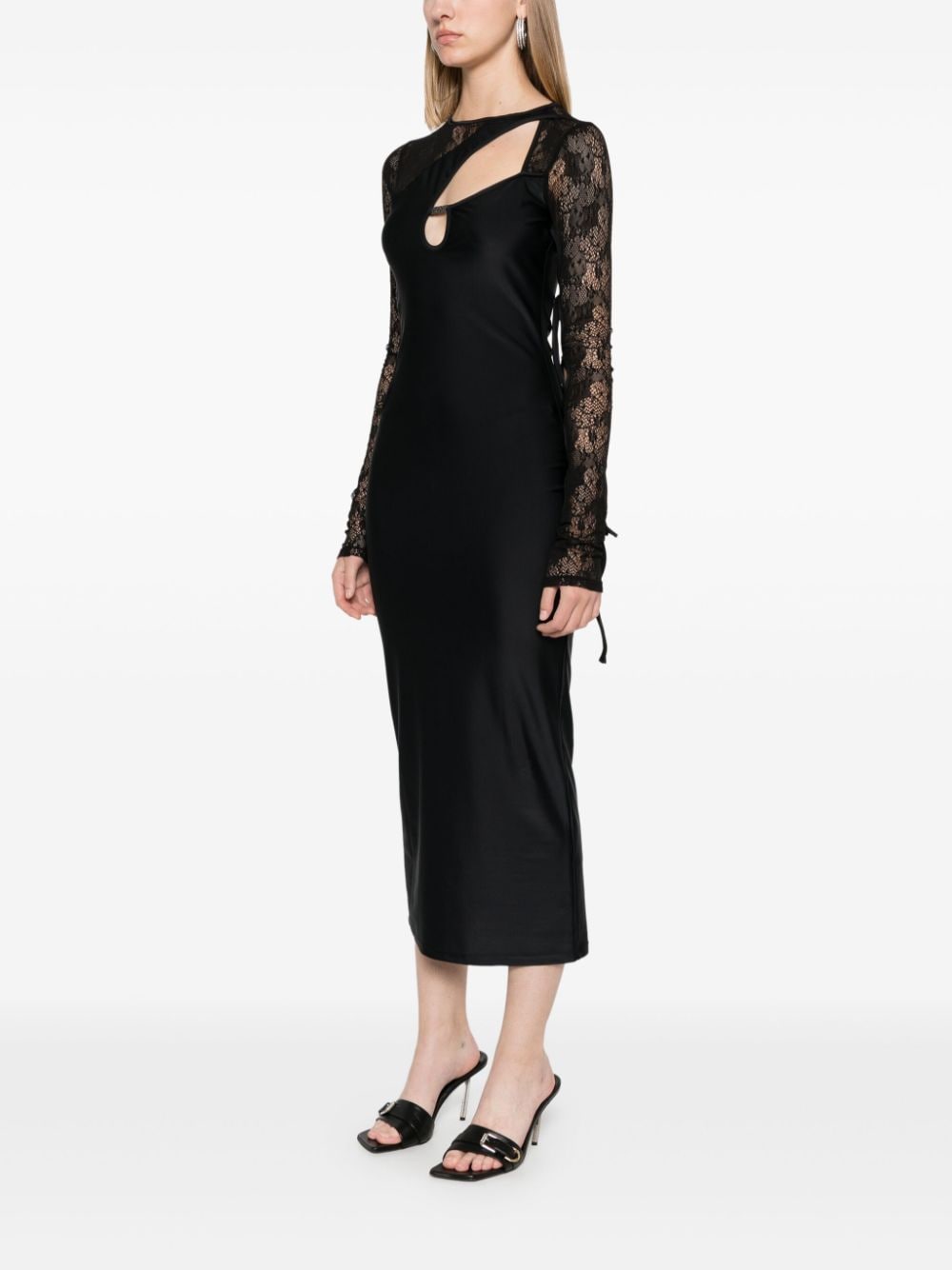 Versace Jeans Couture lace-panelling maxi dress - Zwart