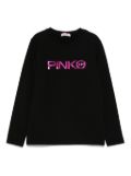 Pinko Kids metallic-logo T-shirt - Black