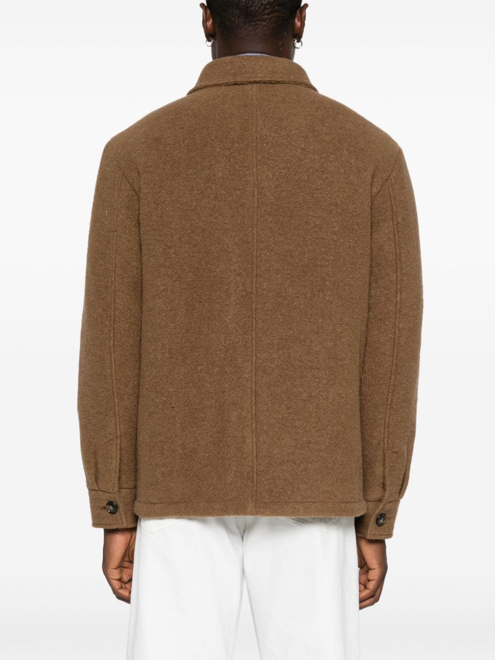 Shop Apc Brushed Shirt Jacket In Brown