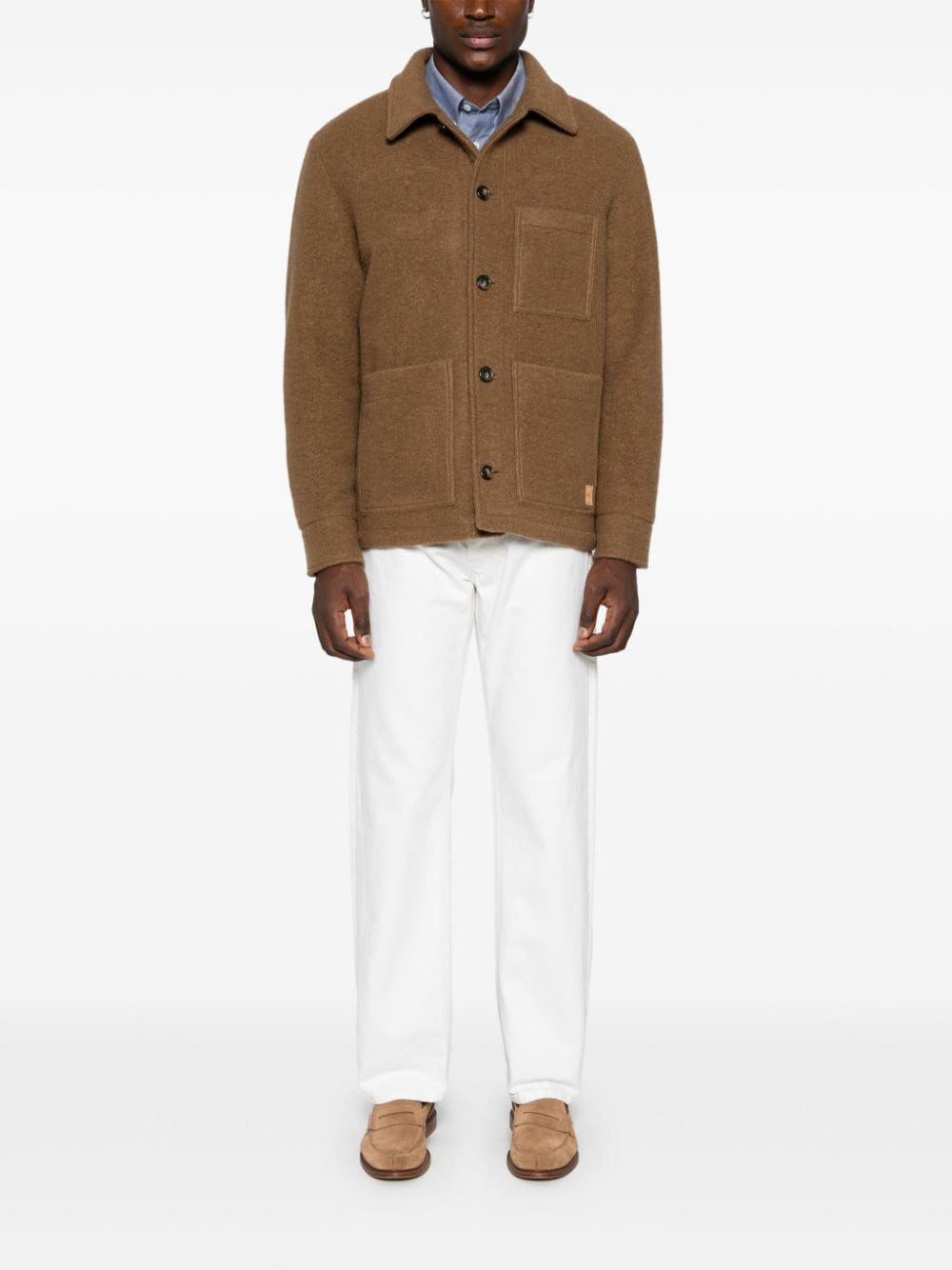 Shop Apc Brushed Shirt Jacket In Brown