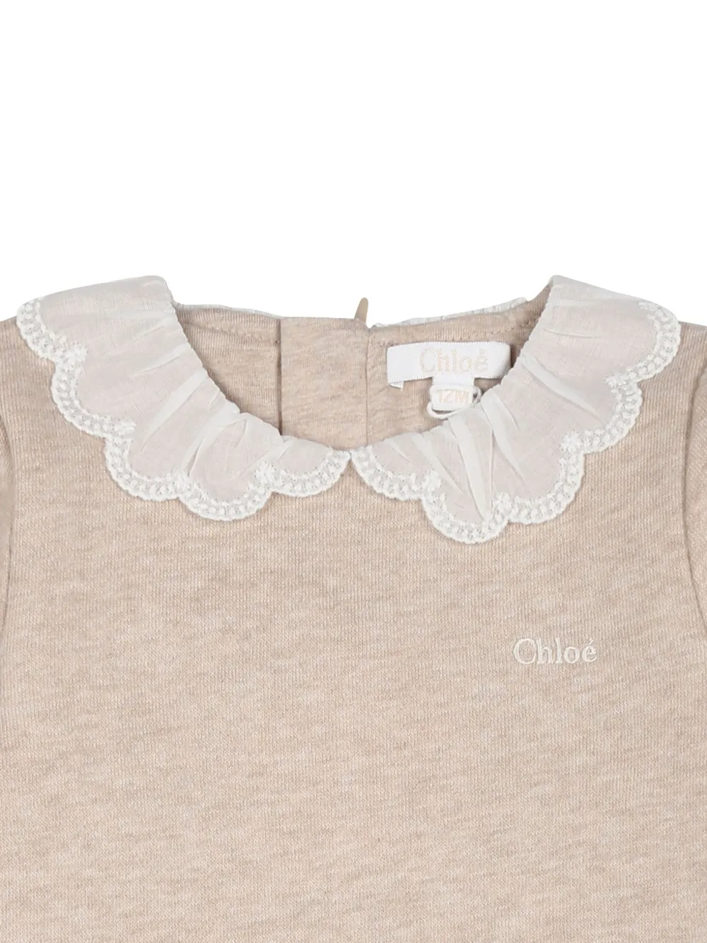 Chloé Kids Jurk met geborduurd logo Beige
