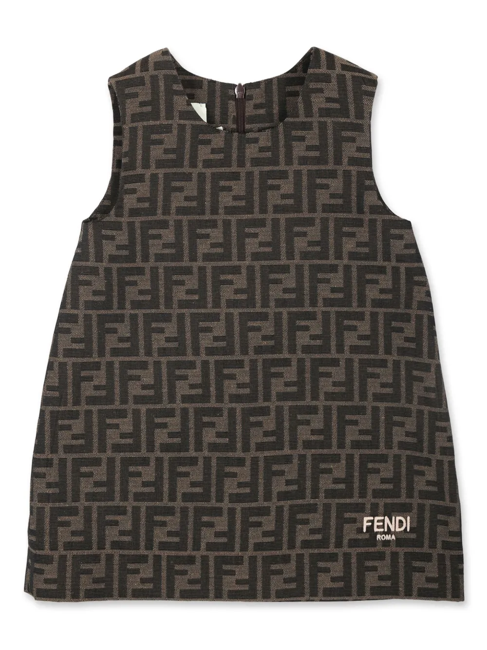 Fendi Kids Jurk met FF-jacquard Bruin