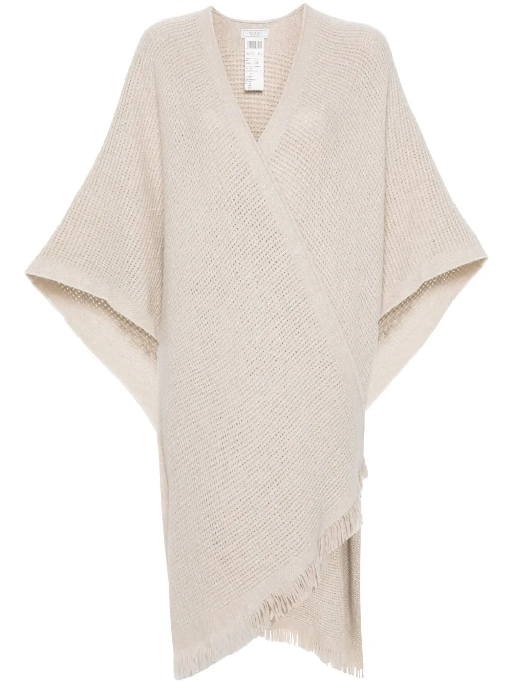 Peserico Cape met franje afwerking Beige