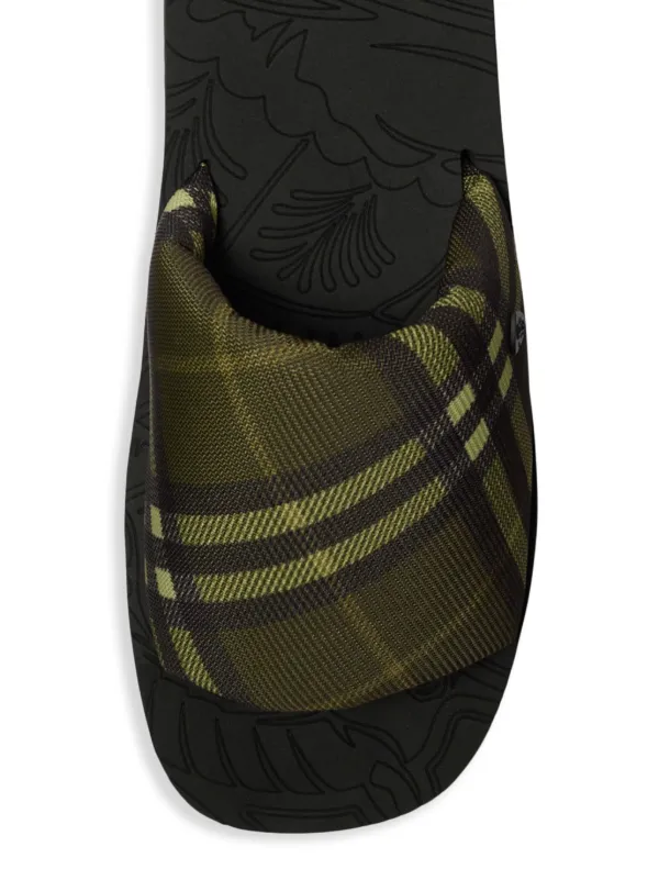 Burberry Check Trek Slides | Green | FARFETCH