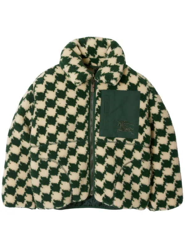 Burberry Kids Duckstooth Fleece Jacket Green FARFETCH TR