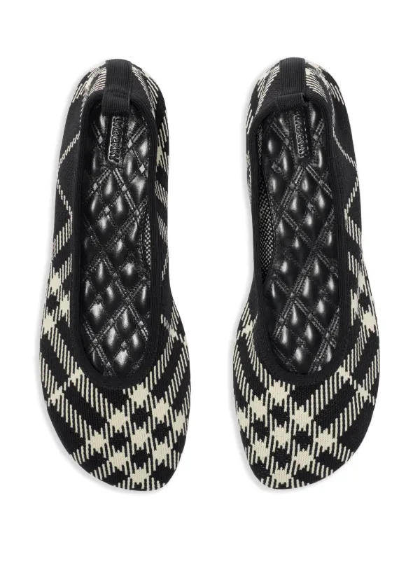 Burberry Check Knit Baby Ballerinas | Black | FARFETCH